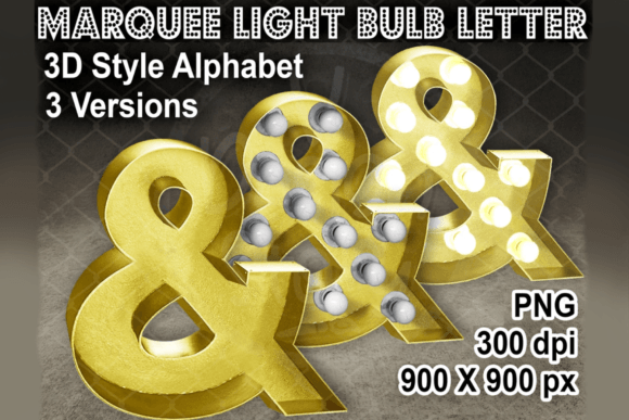 3D Gold Marquee Light Bulb Sign for Creative DIY Projects