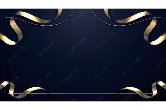 3D Gold Ribbon Frame Luxury Background