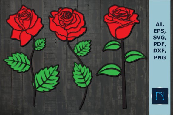 3D Laser Cut Layer Rose SVG Bundle