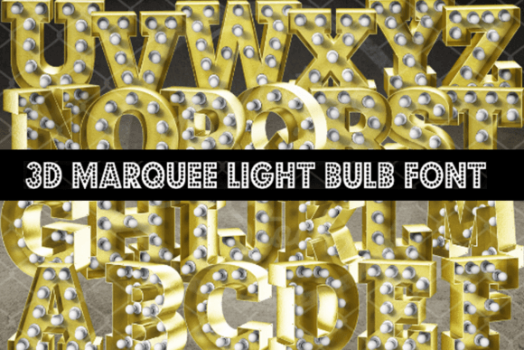 3D Marquee Light Bulb Font Alphabet a-Z for Creative DIY Projects
