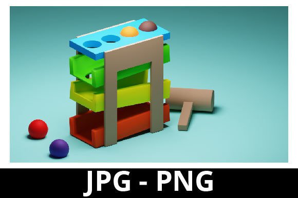 3D Rendered Hammer and Ball Toy: A Creative Tool for Play and Design