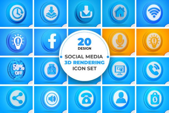 3d Rendering Social Media Icon Set