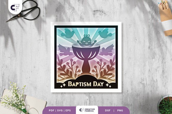 Baptism Day 3D Shadow Box Paper Cut