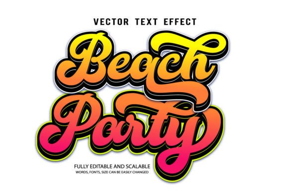Beach Party 3d Editable Text Effect Vect for Creative Projects