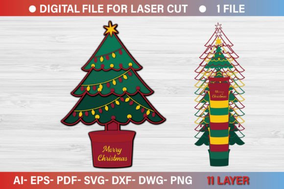 Christmas Tree Paper Cut 3d SVG File: A Versatile Digital Asset for Creative Projects