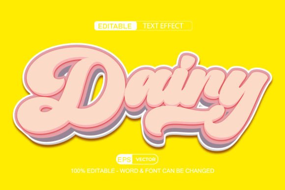 Dairy Editable Text Effect Vector 3D