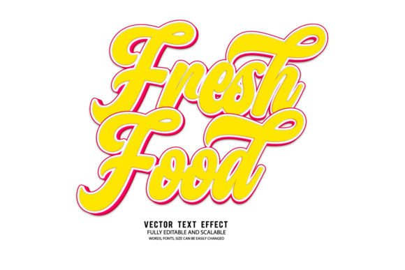 Fresh Food 3d Editable Text Effect Vecto