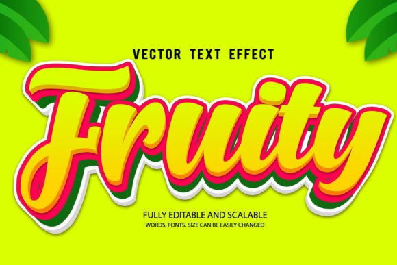 Fruity 3d Editable Text Effect Vector