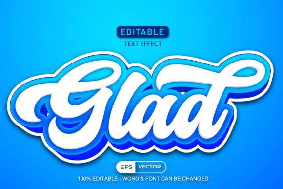 Glad Editable Text Effect Vector 3D Styl