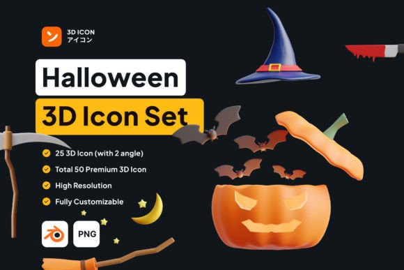 Halloween 3D Icon Set: Elevate Your Design Projects with High-Quality Visuals