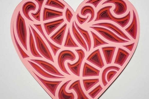 Heart with Leaves Pattern Layered Design: A Creative and Practical Resource