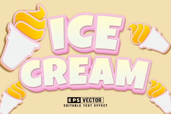 ICE Cream 3d Editable Text Effect Vector