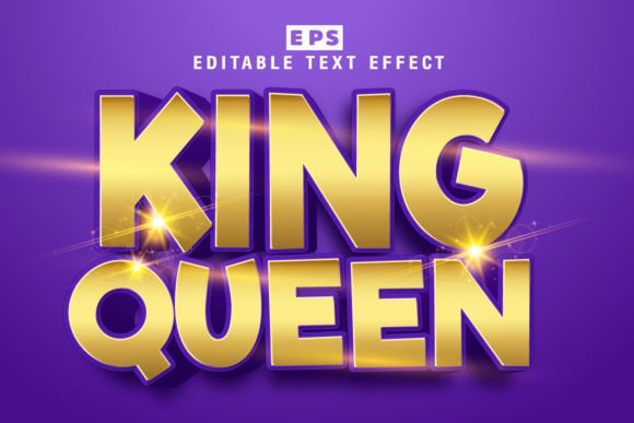 King Queen 3d Editable Text Effect Vecto