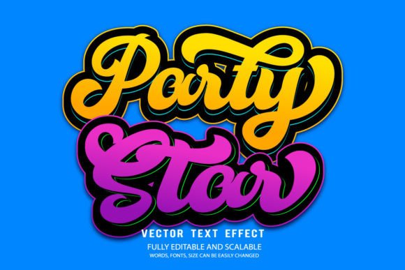 Party Star 3d Editable Text Effect Vecto