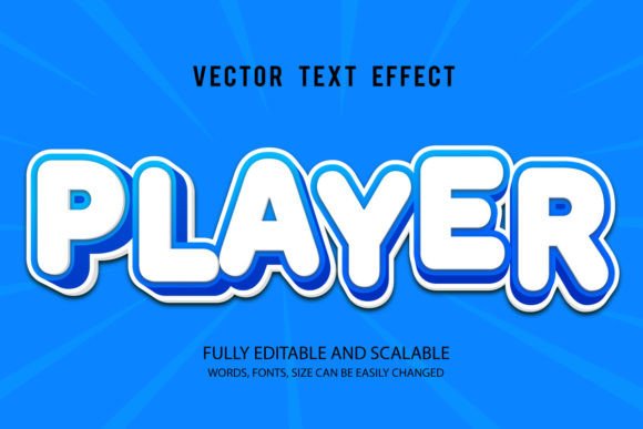 Player 3d Editable Text Effect Vector