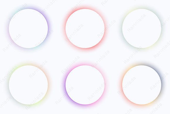 Set 3D Sign Pastels Colors White Circle
