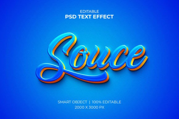 Souce 3D Text Effect Photoshop Mockup