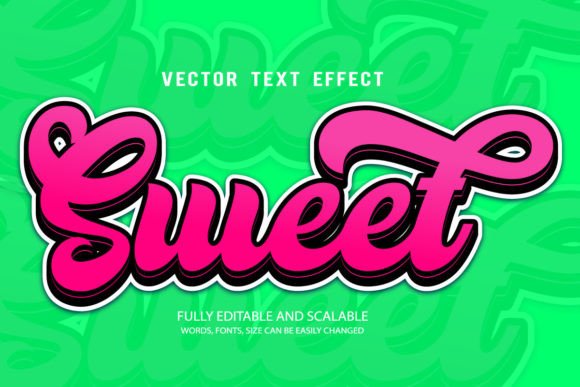Sweet 3d Editable Text Effect Vector